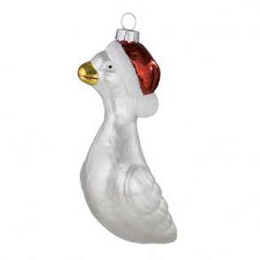 Julekugle. Glas. Gs med nissehue