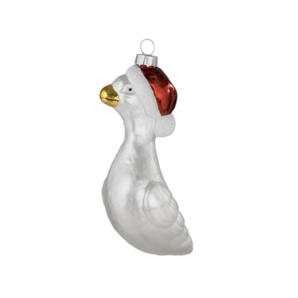 Julekugle. Glas. Gs med nissehue