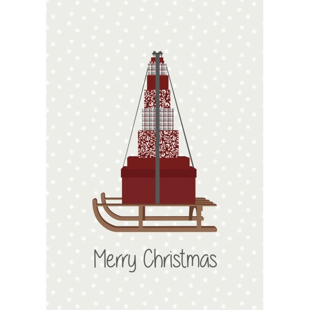 Skilt. Metal. Merry Christmas. Sl�de med gaver