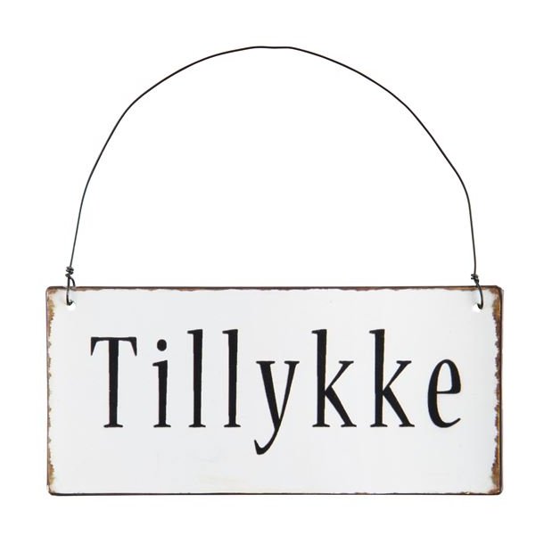 Metal skilt. Tillykke.